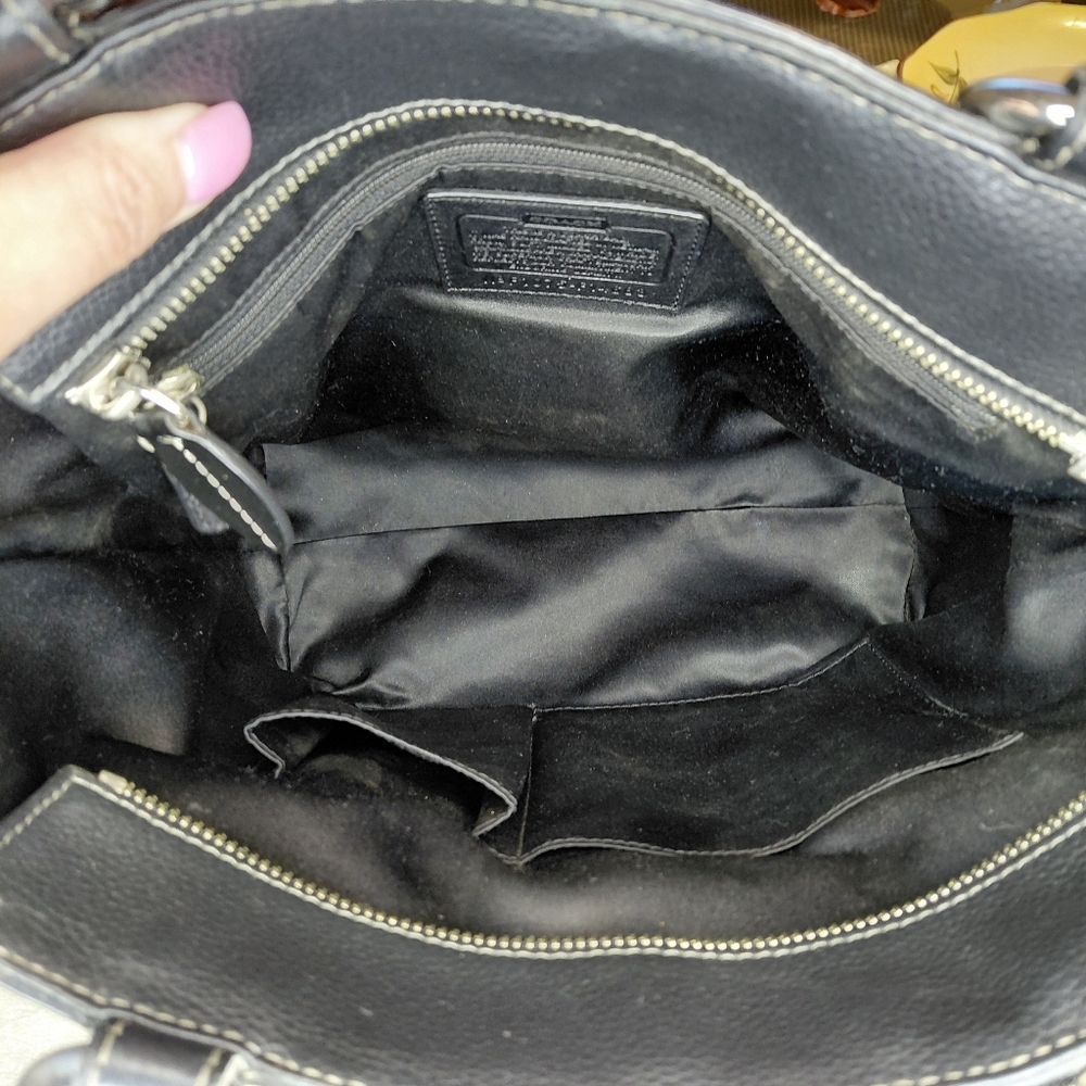Coach Penelope Black Pebbled Leather Tote - Picture 3 of 12